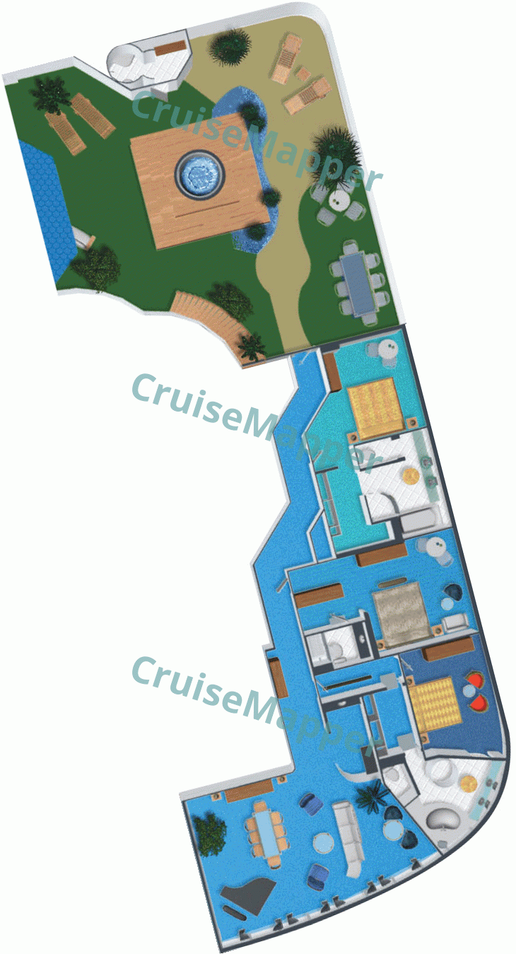 Norwegian Dawn 3-Bedroom Garden Villa  floor plan