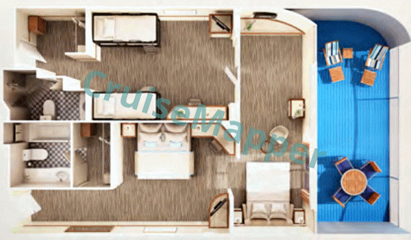 Pacific Encounter 8-Berth 2-Bedroom Family Suite  floor plan