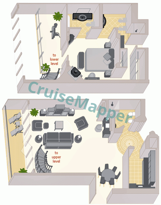 Queen Mary 2 Duplex Suite  floor plan