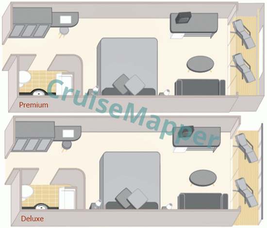 Queen Mary 2 Britannia Balcony Cabin  floor plan