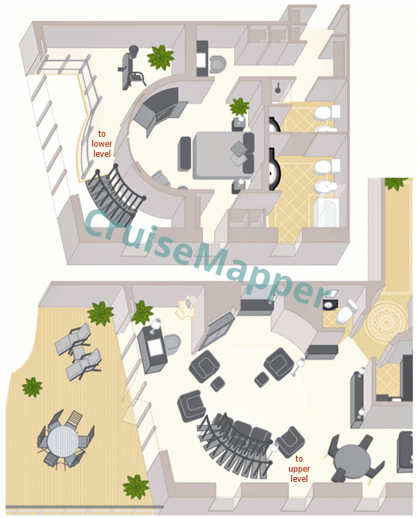 Queen Mary 2 Grand Duplex Suite  floor plan