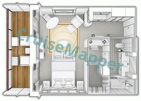 Queen Mary 2 Queen Suite  floor plan