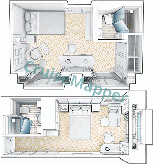 Queen Mary 2 Studio Single Cabins  floor plan