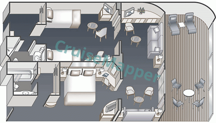 Sapphire Princess 2-Bedroom Family Suite  floor plan