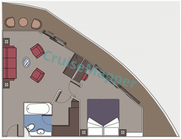 MSC Fantasia MSC Yacht Club Royal Suite with Angle Balcony  floor plan