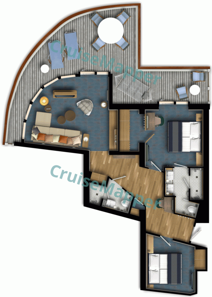 Mein Schiff 1 2-Bedroom Panorama Suite  floor plan