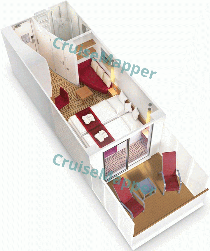 AIDAprima Verandakabine|Balcony Cabin  floor plan