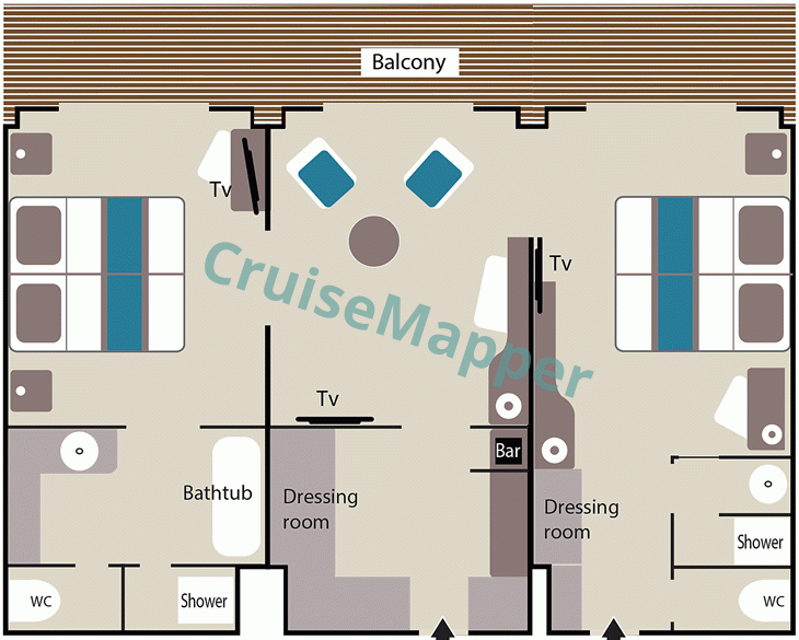 L'Austral 3-Room Grand Privilege Suite|Connecting Cabins  floor plan