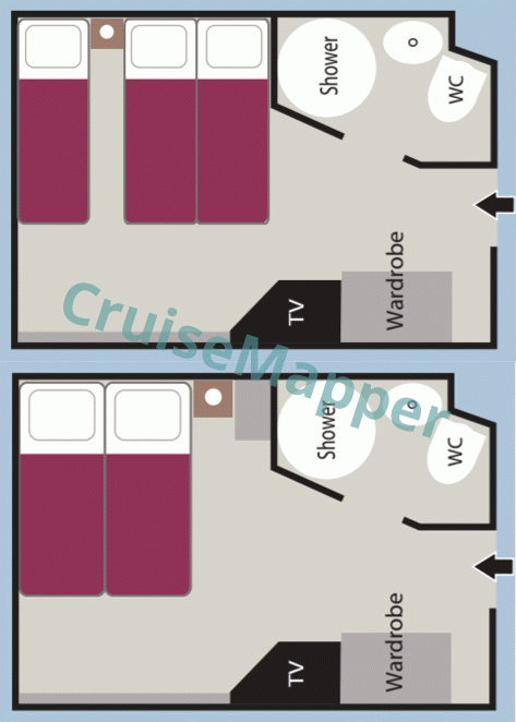 Le Ponant old Marie-Galante Deck Triple Cabin  floor plan