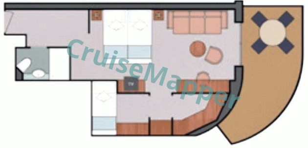 Ambition Aft-Facing Sundeck Premium Suite  floor plan