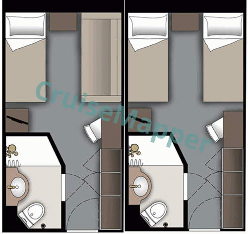 MS Deutschland-World Odyssey Economy Single Inside Cabin|Innen Einzelkabine  floor plan