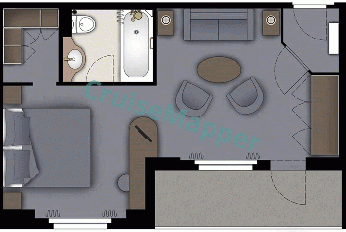 MS Deutschland-World Odyssey 2-Room Owner’s Family Suite|Eigner  floor plan
