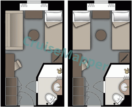 MS Deutschland-World Odyssey Economy Single Outside Cabin|Außen Einzelkabine  floor plan