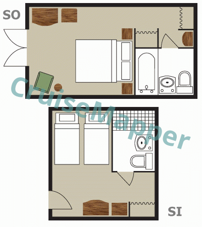 American Queen  Studio Single Cabins  floor plan