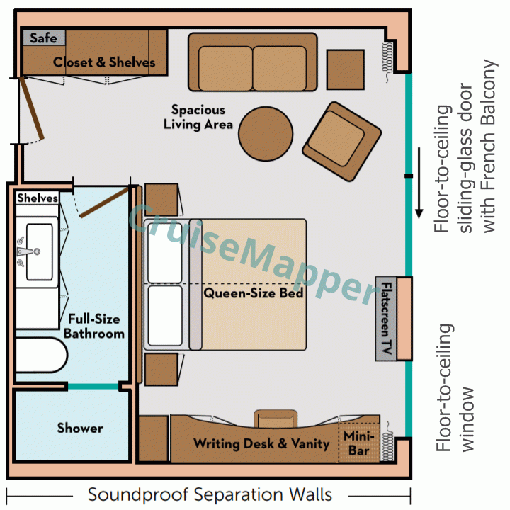 Arosa Alea French Balcony Suite  floor plan