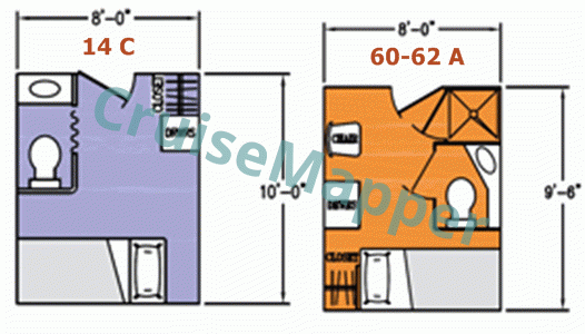 Grande Caribe Studio Single Cabins  floor plan