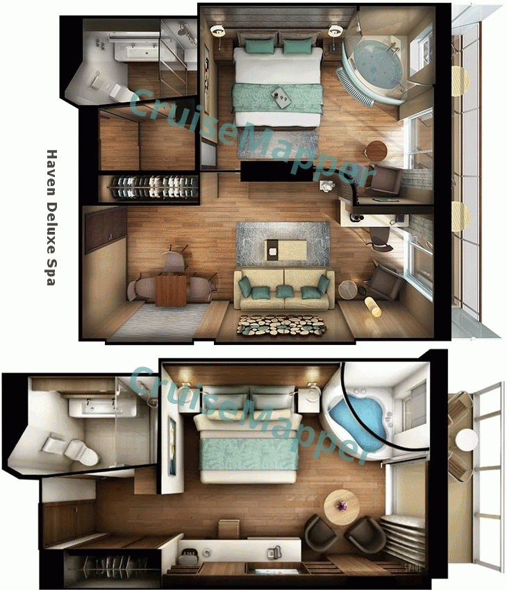 Norwegian Escape The Haven Spa Suite  floor plan