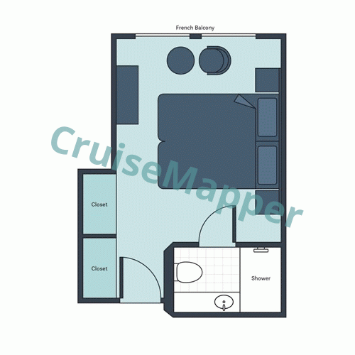 Trafalgar Reverie French Balcony Cabin floor plan Trafalgar Reverie French Balcony Cabin floor plan