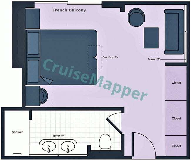 SS Bon Voyage French Balcony Suite  floor plan