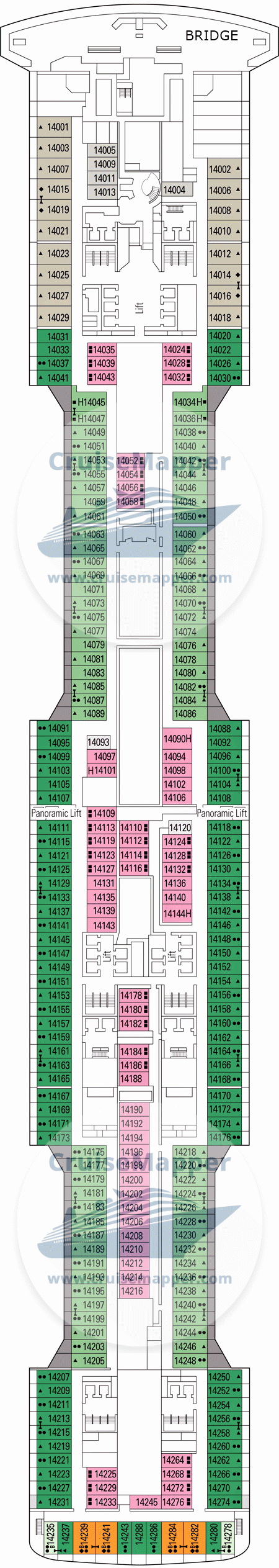 MSC Grandiosa deck 14 plan CruiseMapper