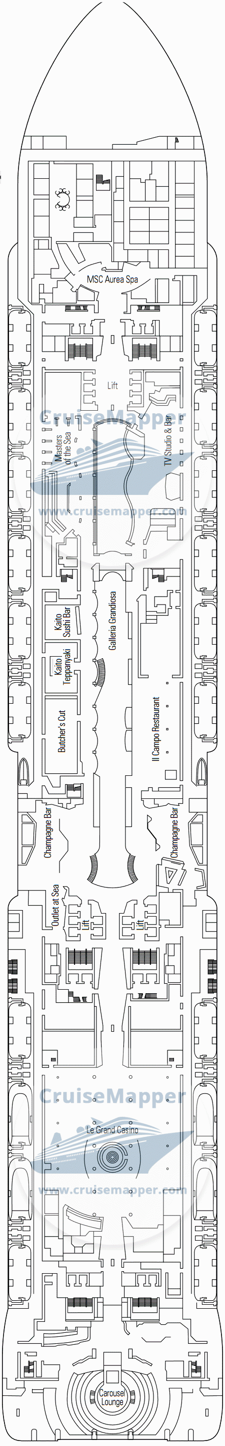 MSC Grandiosa Deck 07 - Michelangelo-Promenade-Spa-Carousel Lounge-Casino