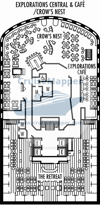 ms Koningsdam Deck 12 - Crows Nest-The Retreat