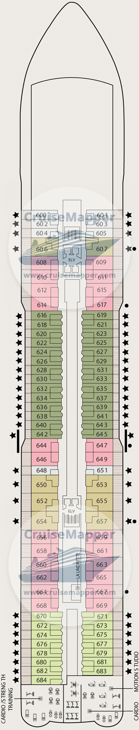 Seven Seas Explorer Deck 06 - Cabins-Gym