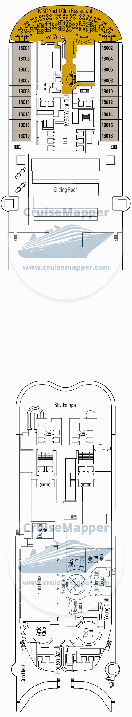 msc meraviglia deck 18 plan cruisemapper