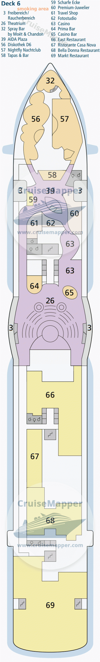 AIDAperla Deck 06 - Casino-Lounge-Restaurants