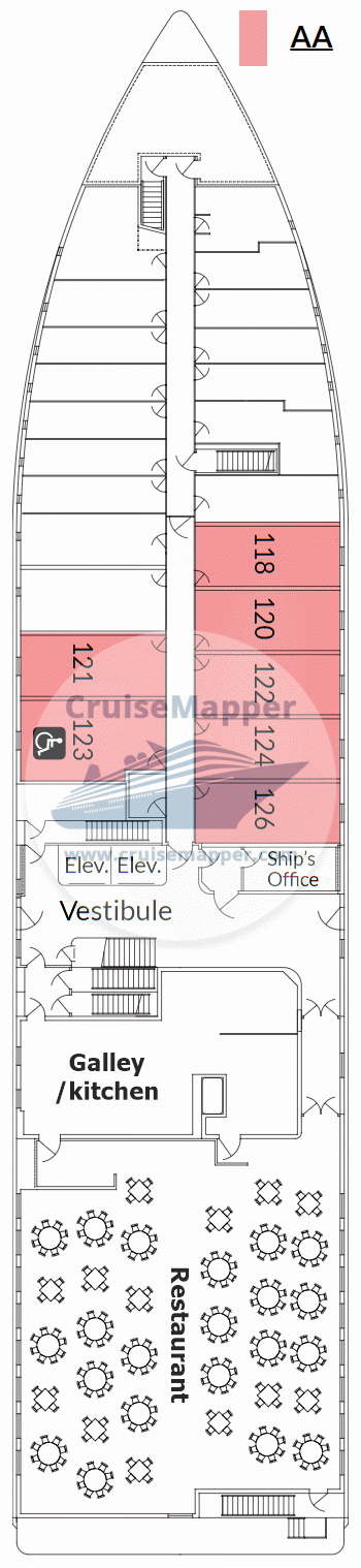 American Constellation Deck 01 - Lobby-Restaurant-Crew-Cabins