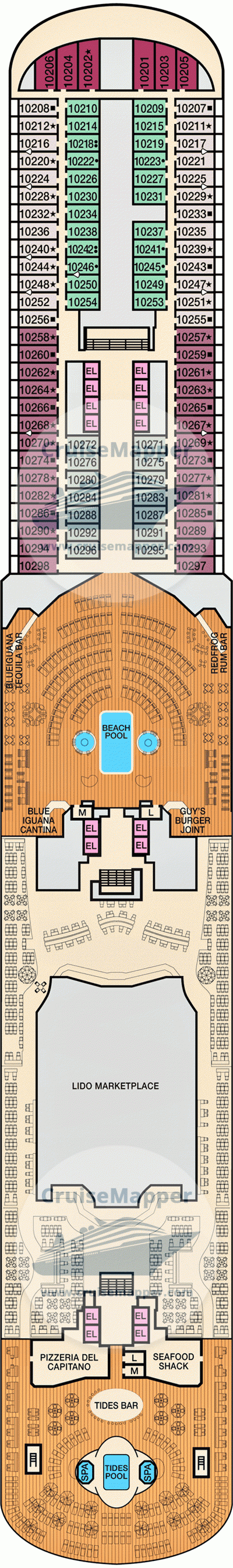 Carnival Horizon Deck 10 - Lido-Pools-Cabins