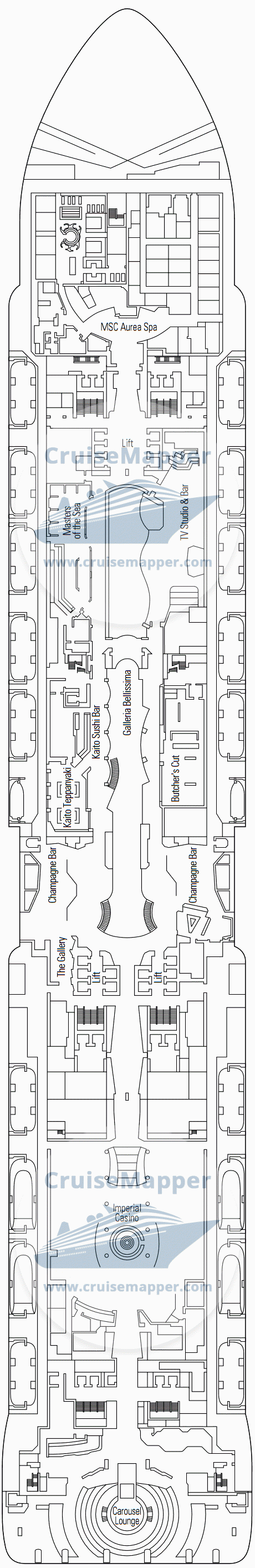 MSC Bellissima Deck 07 - Fantasia-Promenade-Spa-Carousel Lounge-Casino