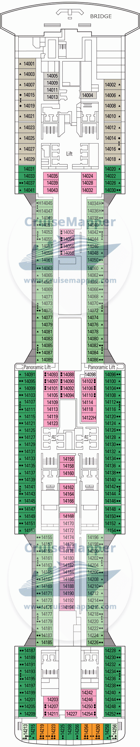 MSC Bellissima Deck 14 - World Class-Cabins-Bridge