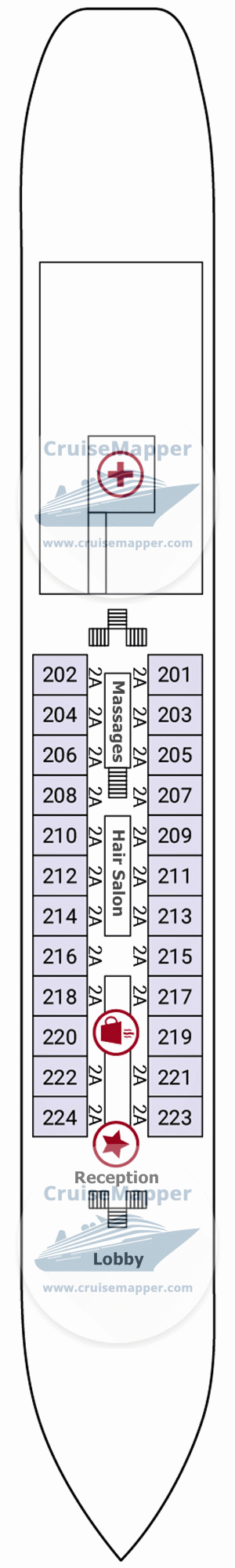 MS Konstantin Fedin Deck 02 - Main-Lobby