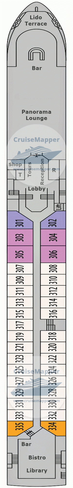 MS VIVA Moments Deck 03 - Diamond-Cabins-Lobby-Lounge-Bistro