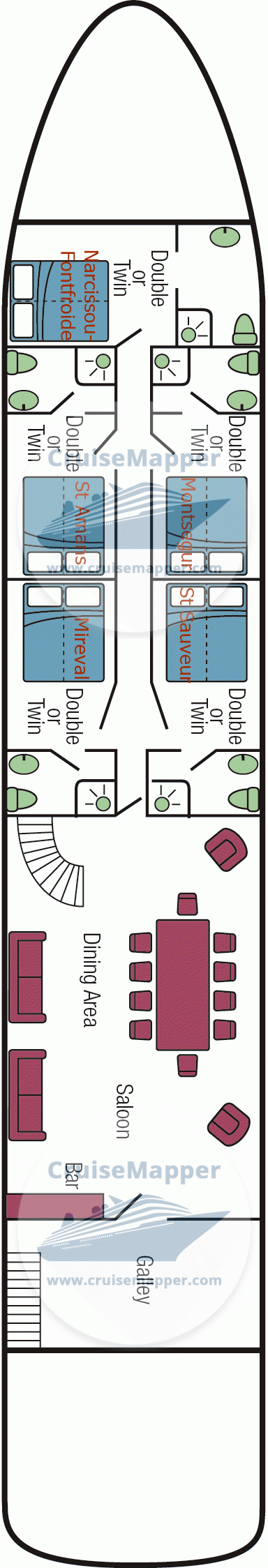 Athos barge Deck 01 - Cabin - Main