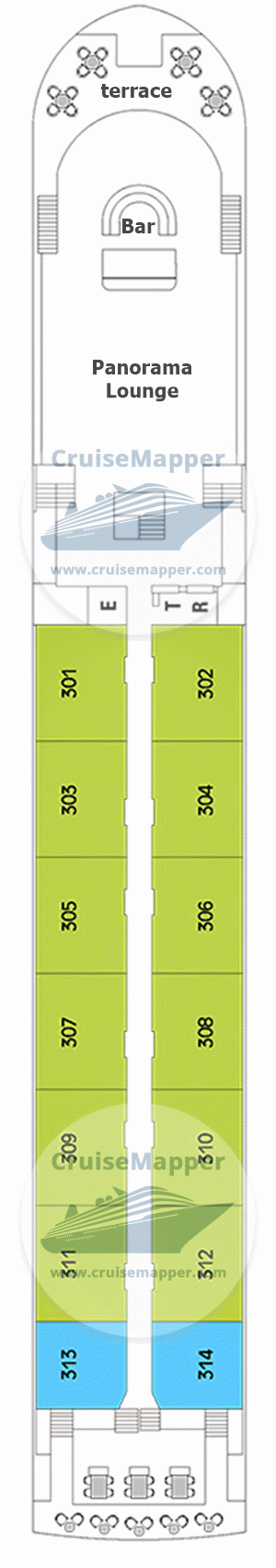 Tauck MS Saudade Deck 03 - Diamond-Cabins-Lobby-Lounge