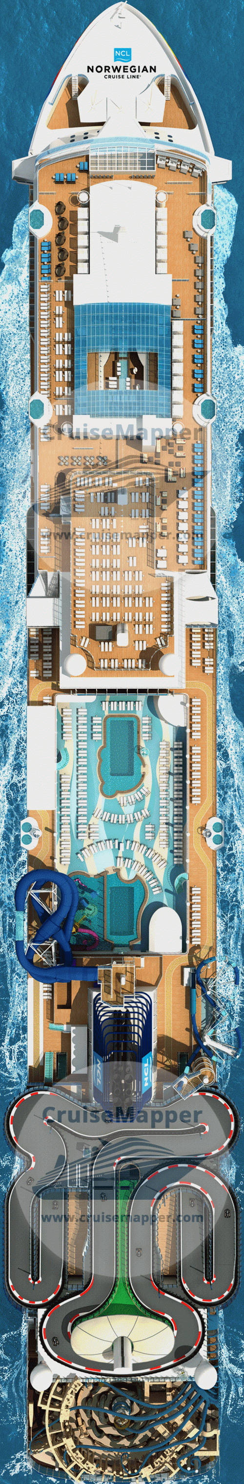 Norwegian Encore Deck 21 - Topdeck-Aerial View