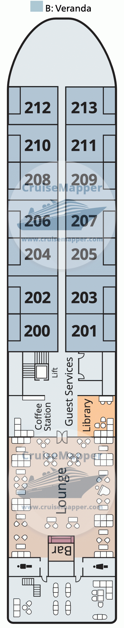 Viking Ganges Deck 02 - Middle-Cabins-Lobby-Lounge-Bridge Viking Ganges Deck 02 - Middle-Cabins-Lobby-Lounge-Bridge