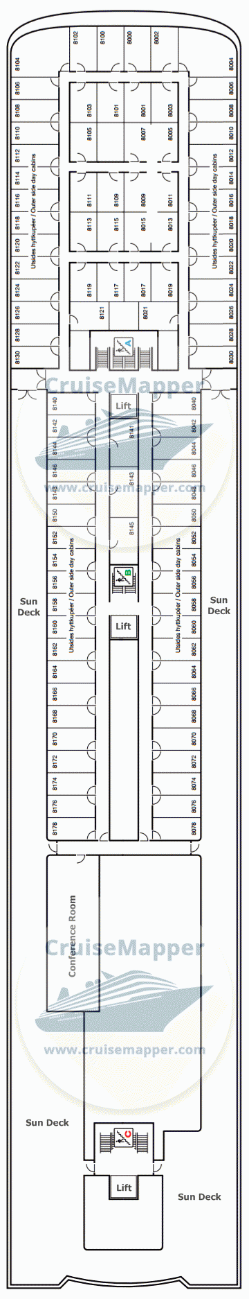 Drotten ferry Deck 08 - Cabins-Kupedack-Sundeck