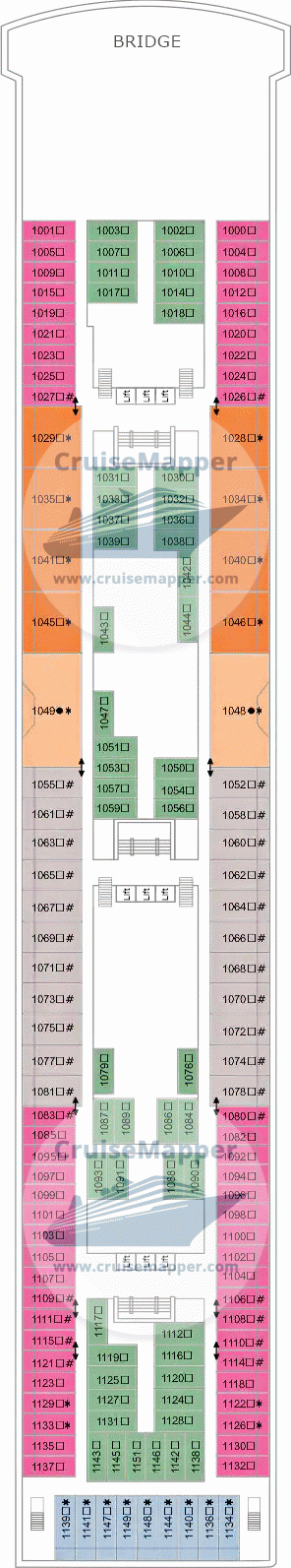 Marella Explorer 2 Deck 10 - Cabins-Bridge