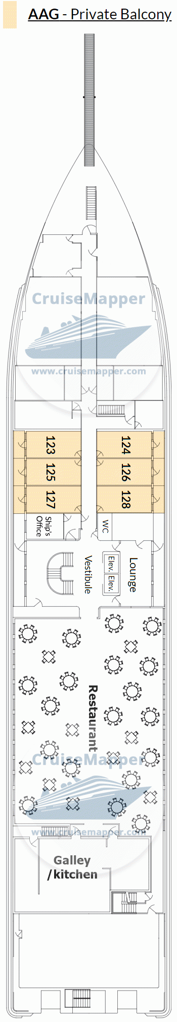 American Song Deck 01 - Cabins-Lobby-Restaurant-Crew