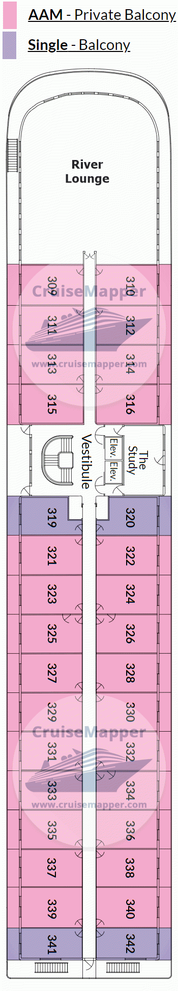 American Serenade Deck 03 - Cabins-Lounge