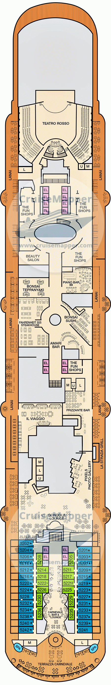 Carnival Venezia Deck 05 - Cabins-Promenade-Shops2