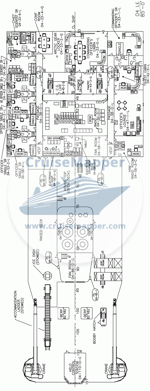 USCGC Healy icebreaker Deck 03 - Officers-Cabins-Lounge