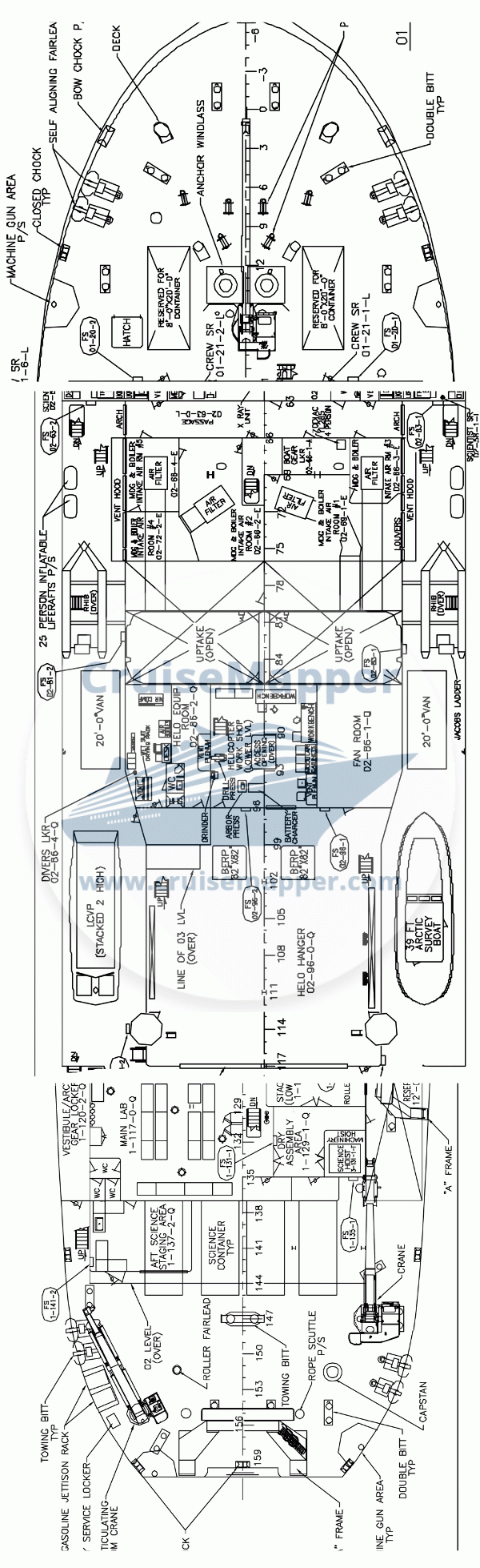 USCGC Healy icebreaker Deck 01 - Main-Open Decks-Equipment