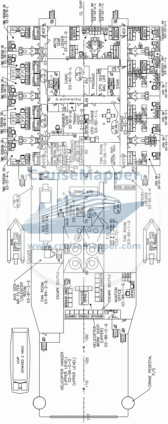 USCGC Healy icebreaker Deck 02 - Crew-Cabins-Helideck