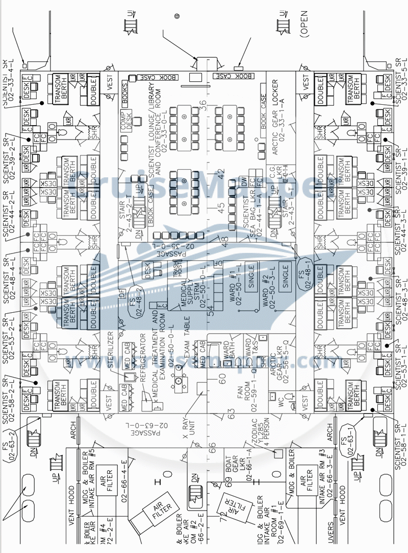 USCGC Healy icebreaker Deck 04 - Scientists-Cabins-Lounge