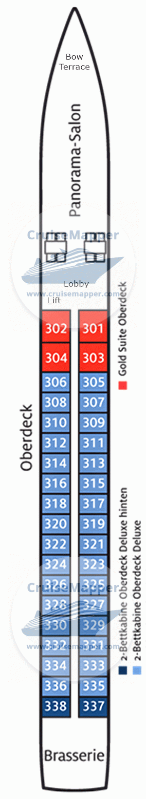 MS Thurgau Gold Deck 03 - Upper-Cabins-Lounge