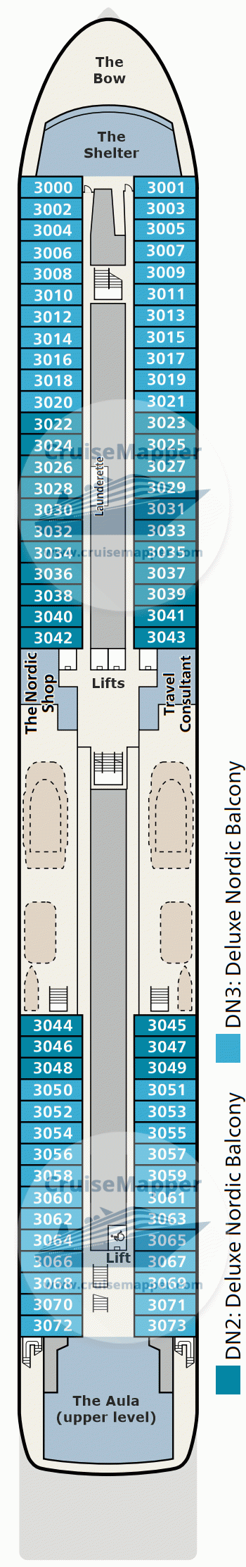 Viking Polaris Deck 03 - Cabins-Lobby-Shop